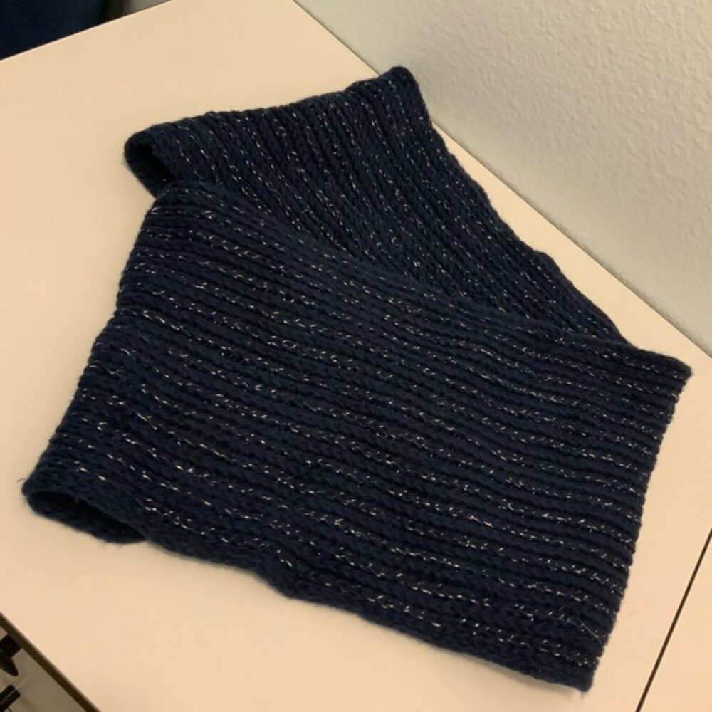 Navy Blue Knit  Wrap Scarf